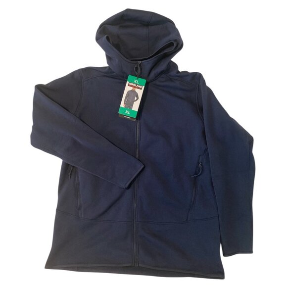 Kirkland Men’s Hood Fleece Jacket XL Navy NEW Stretch - Picture 1 of 6